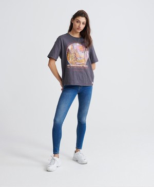 Superdry Superthermo- Skinny High Rise Női Farmer Kék | QPEKY5047